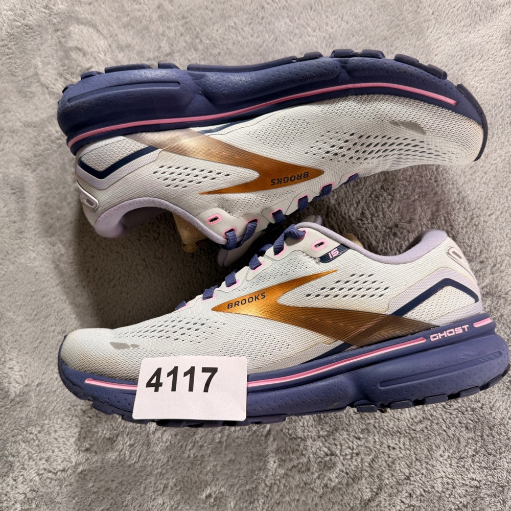 Brooks Ghost 15 Running Shoes Women 9.5 Grey Purple Pink Road Sneakers